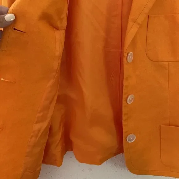 LAUREN | 2 pc suit | orange | lined | size 14 | suit | jacket | like new - Picture 10 of 10